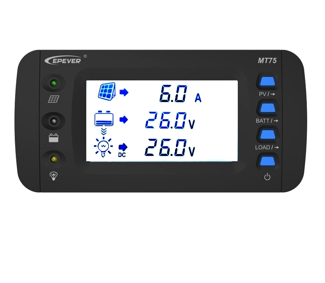 MT75_display_fernbedienung-mt75-fuer-epsolar_laderegler_33-455-00847 Zubehör LCD Display MT75 Fernbedienung für Laderegler Tracer AN BN XTRA-N  Triron Serie Unterbaufähig
