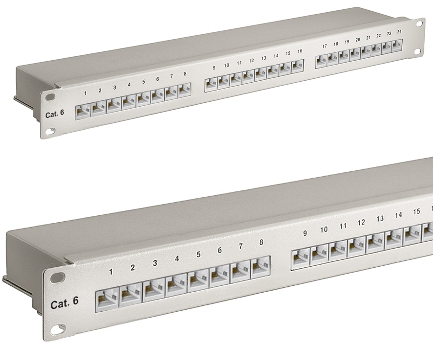 19zoll Patchpanel CAT6 Patchfeld 24xRJ45 LSA Panel Auflegefeld Grau