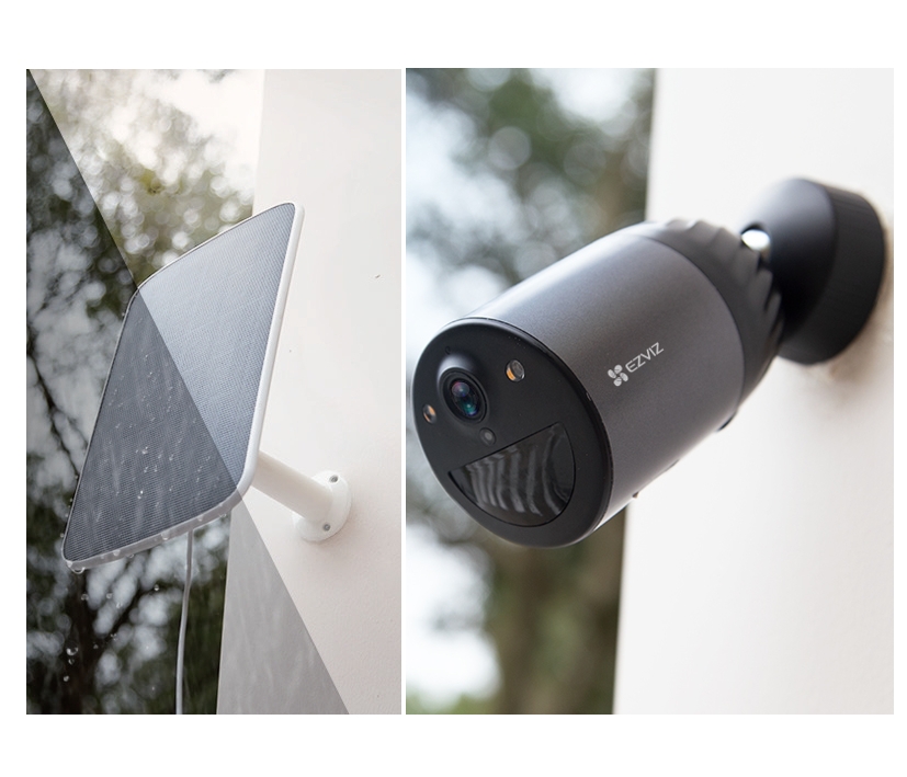 WIFI_4MP_Kamera_mit_Akku_Solarzelle_64-700-05580 4MP WLAN WiFi Kamera Akkubetriebene Kamera mit 32GB Speicher + Solarzelle mit 4m Kabel 4-tlg