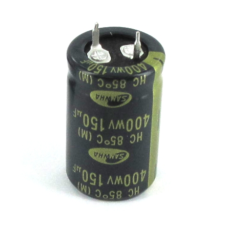 150uF-400V-Samwha-26-715-00132-B Elko 150uF 400V radial H36x22mm RM10