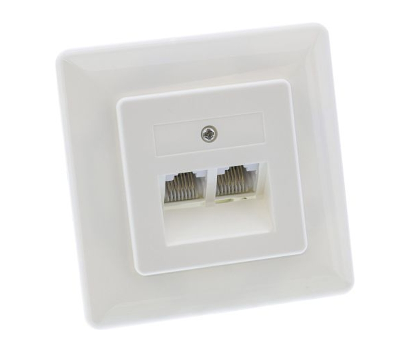2x RJ45 Unterputz Dose getrennt durchverdrahtet Weiss 2x RJ45 Unterputz Dose getrennt durchverdrahtet Weiss