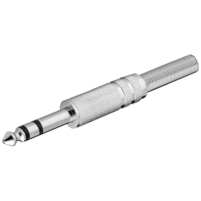 Klinkenstecker-Stereo-Metall-39-859-00035 6,3mm Klinkenstecker Stereo Metall mit Knickschutz